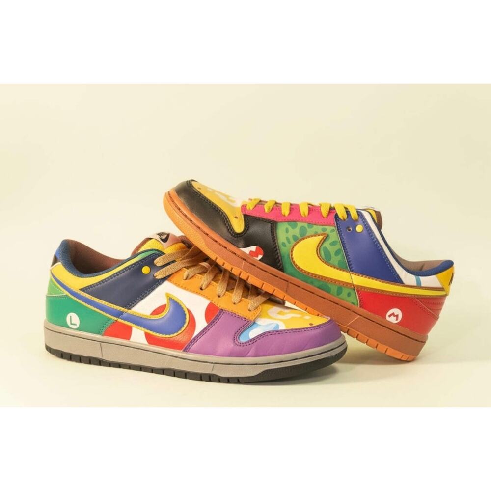 Nike SB Dunk Low What The Super Mario Nintendo Sneakers Men Sz 8 UK Sz 41 GS
